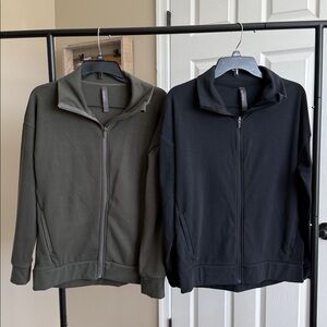 Mondetta Cozy Full Zip Jacket SET OF TWO - Olive Green and Black